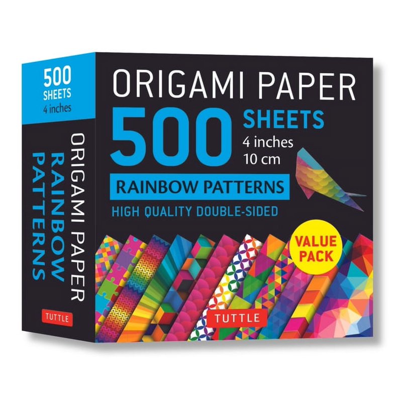 Rainbow Pattern Origami Paper Pack - 500 Double-Sided Sheets 4 Inch