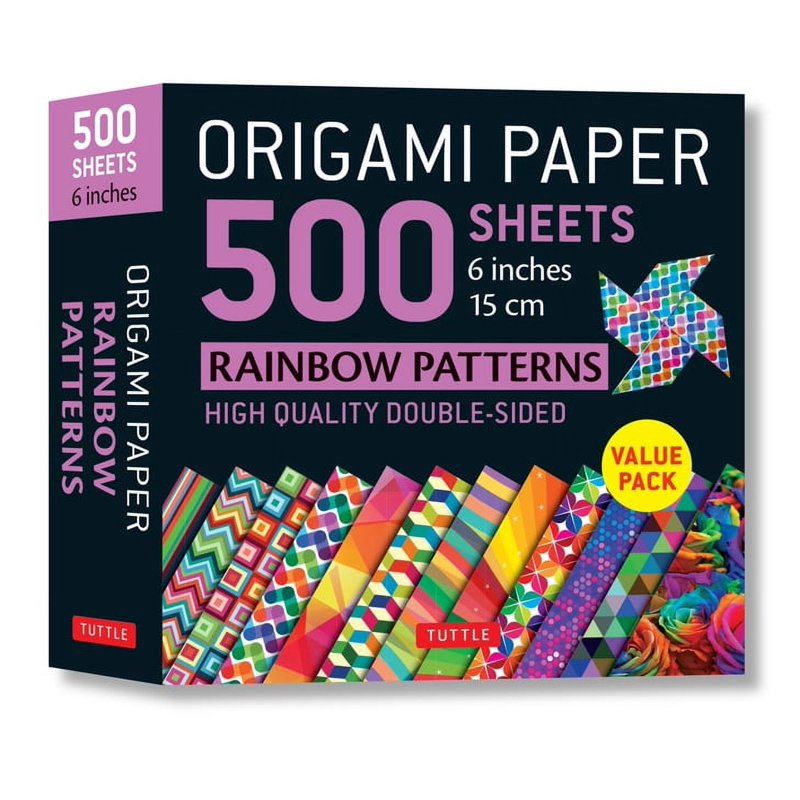 Rainbow Pattern Double-Sided Origami Paper Sheets 500 Pack - 6 Inch