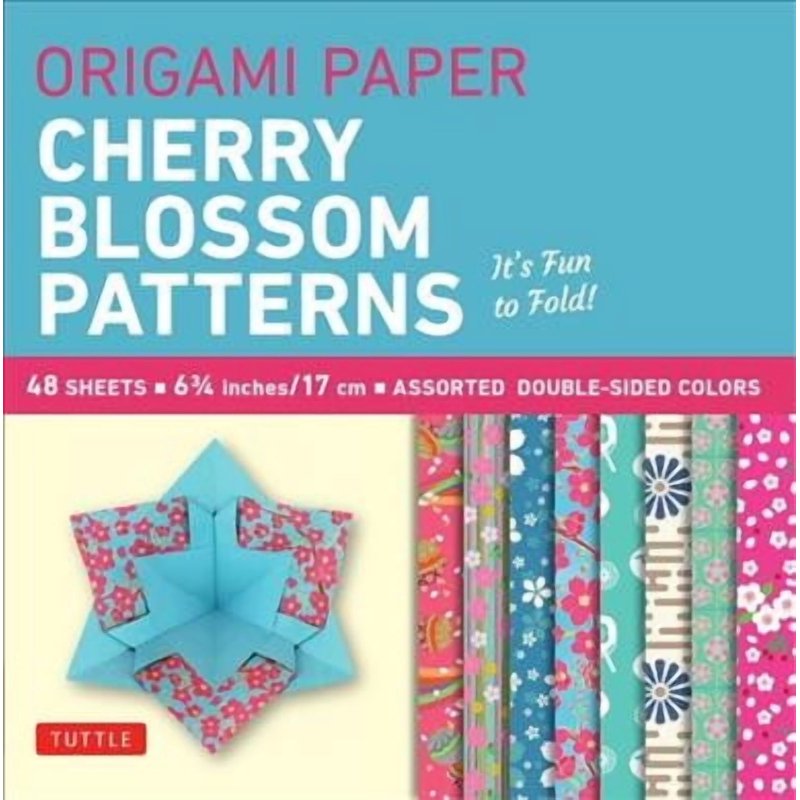 Origami Paper Cherry Blossom Prints - 48 Sheets, 6 3/4 Inch Squares, 8 Patterns, Instruction Included