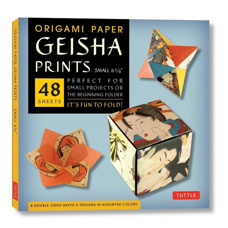 Origami Paper Sheets with Geisha Prints - Small 6 3/4 Inch Pack of 48