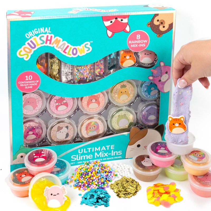 Pre-Made Slime Set with Rainbow Mix-Ins for Kids Ages 6+ - Squishmallows Themed