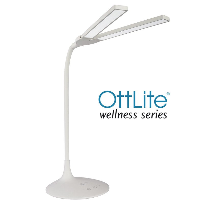 LED Desk Lamp with Dual Shades, Touch Control, Gradual Dimming, White Finish