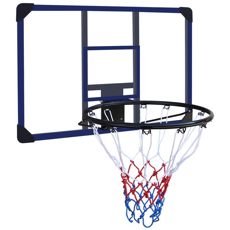 Wall-Mounted Basketball Hoop 35x24 Inches with Shatterproof Backboard & All-Weather Mesh