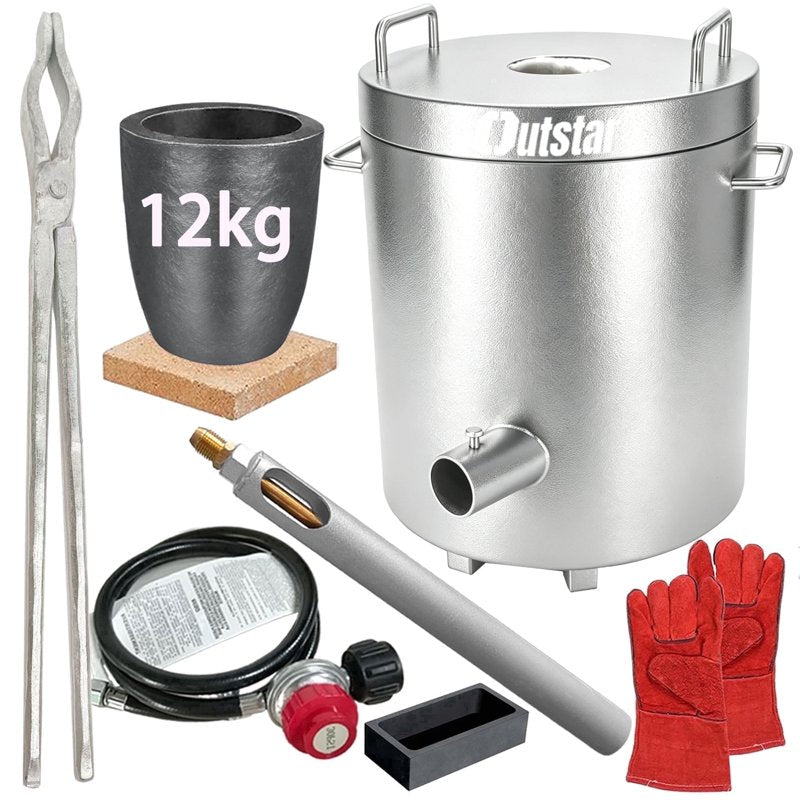 12kg Metal Melting Furnace Kit Propane Smelter Foundry Kiln for Gold Silver Copper Aluminum Recycling