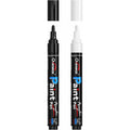 Water-Based Permanent Paint Markers Set - White & Black, Quick Dry, Waterproof, Medium Tip