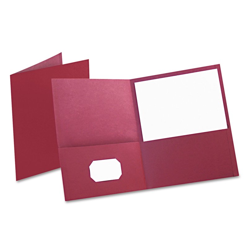 Twin-Pocket Folder with Embossed Leather Grain Paper - 25 Pack, 11 x 8.5, Burgundy