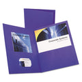 Oxford Twin-Pocket Folder with Leather Grain Finish - Purple, 25 Pack