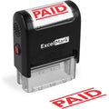 Self-Inking Rubber Stamp for Paid Marking with Red Ink - 9/16x1.5 Inches