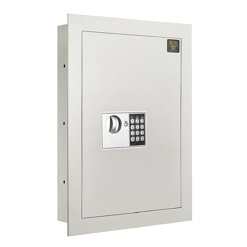 Wall Safe with Digital Keypad and Manual Override Keys - Concealed Security Safe for Home & Business