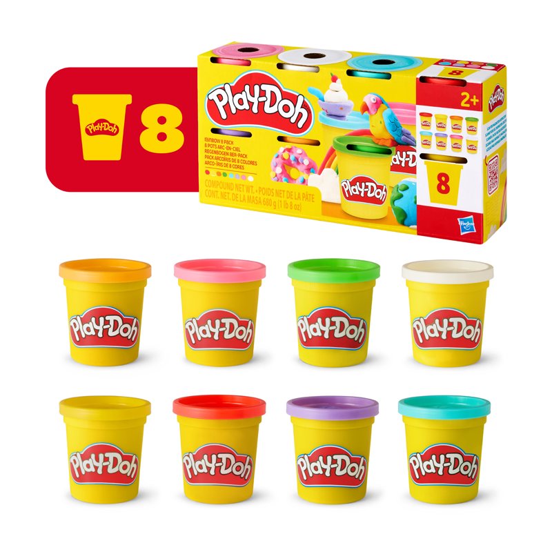 Kids Play Dough Set - Rainbow Colors 8-Pack, Non-Toxic Creative Modeling Clay