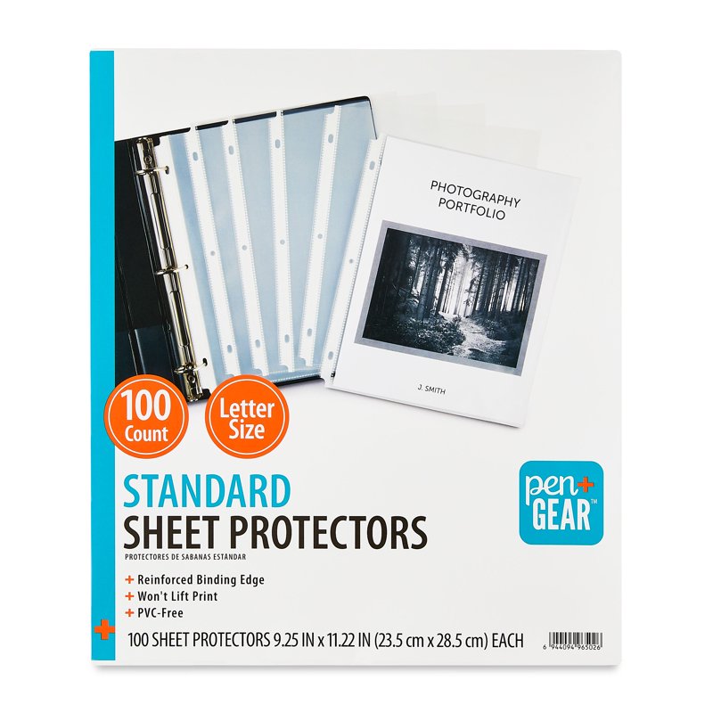Letter Size Sheet Protectors - Pack of 100, Durable & Reusable Office Document Holders