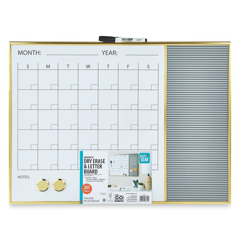 Magnetic Dry Erase Wall Calendar & Letter Board 17x23 inches