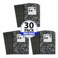Set of 30 Wide Ruled Composition Books - Black & White Marble Cover, 7.5 x 9.75 Inches