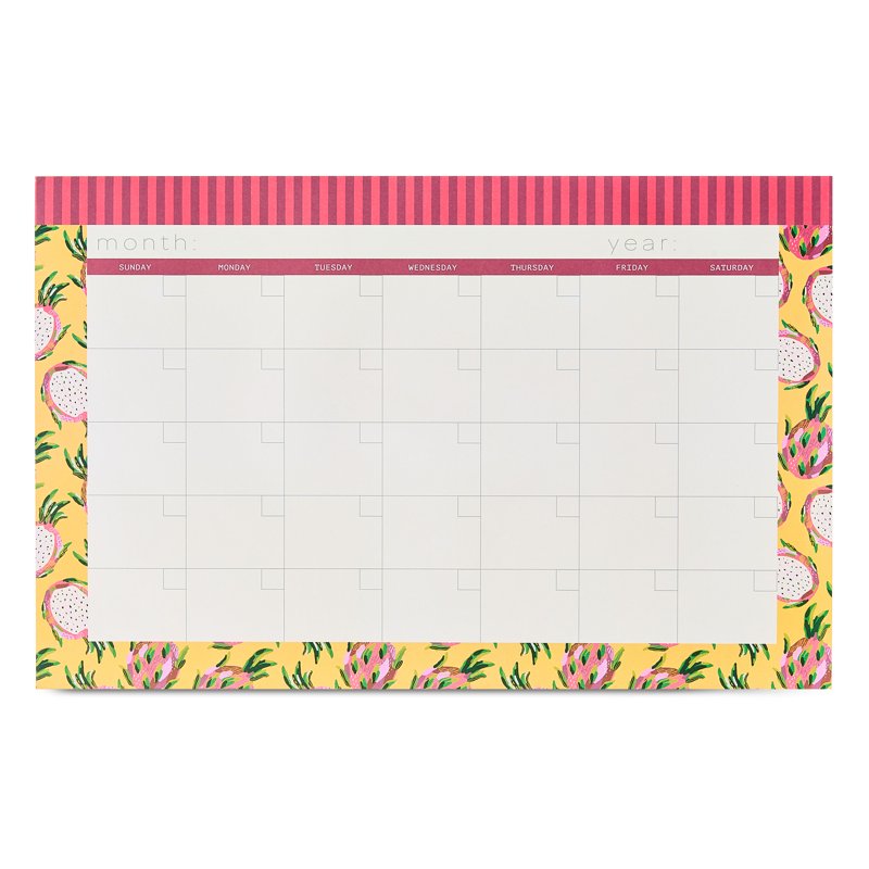 Undated Desk Planner Pad with Colorful Fruit Themes, 17x11 Inches, 30 Sheets