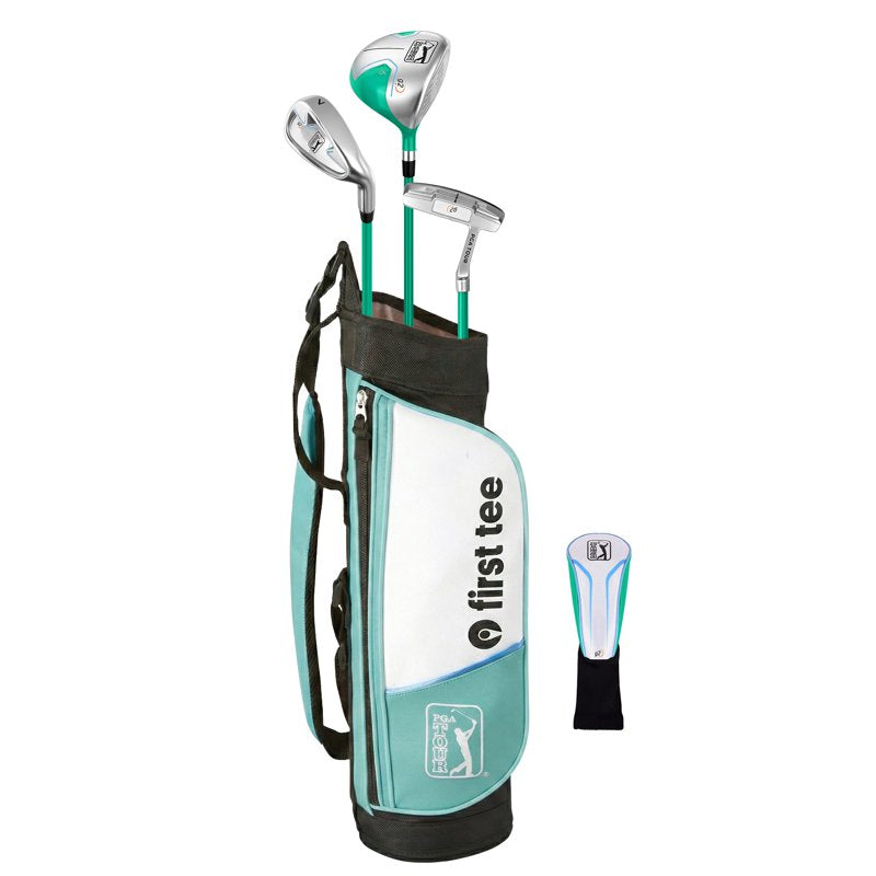 PGA TOUR x First Tee 5-Piece Junior Golf Club Set - Right-Handed, 4'1"–4'8" Heights, Green Carry Bag