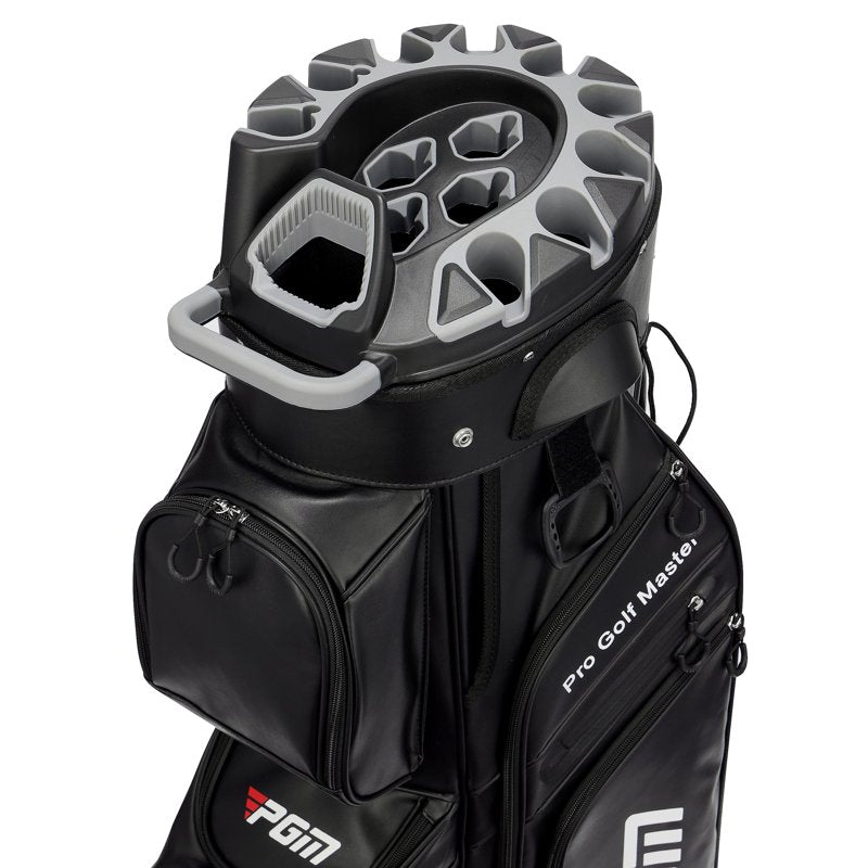 PGM 14-Way Silent Golf Cart Bag Black Microfiber Leather - Waterproof, 3.8kg
