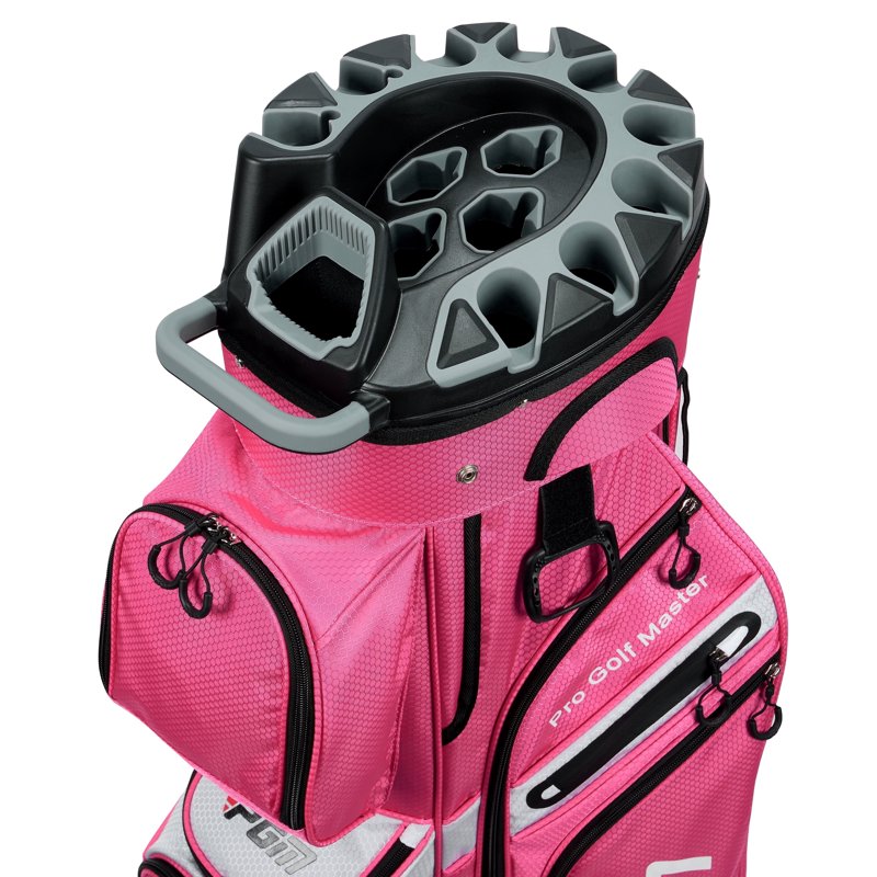 PGM Women's Golf Cart Bag 14-Way Organizer Silent Top Waterproof - Pink