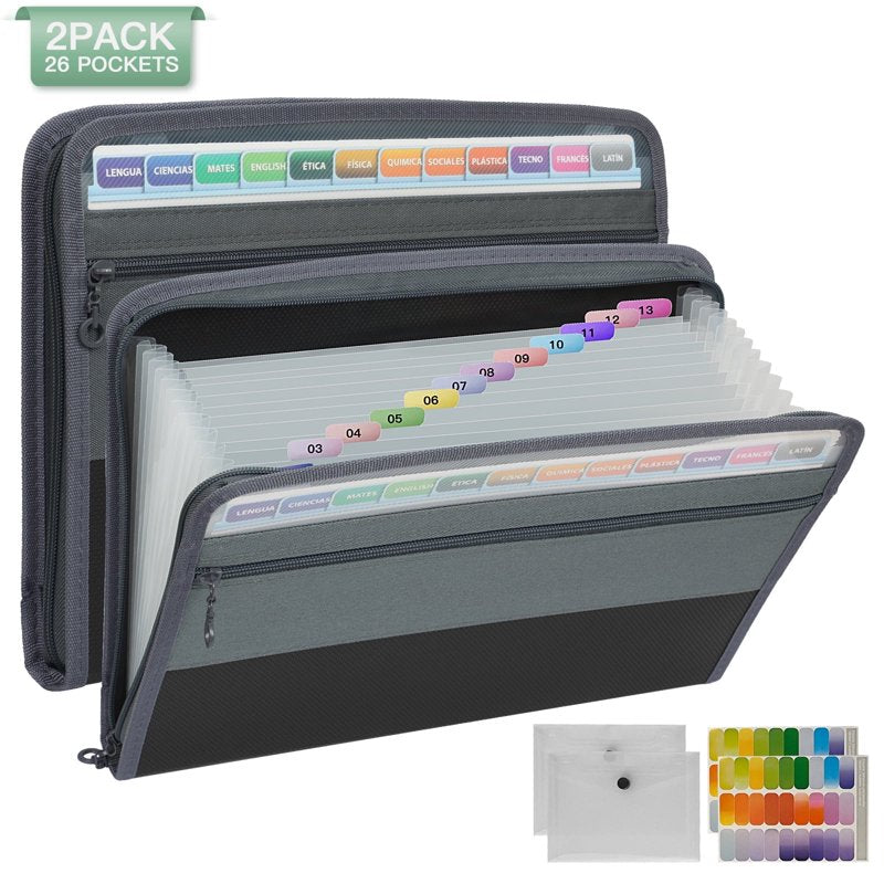 Accordion File Organizer with Zipper - 13-Pocket Waterproof Document Bag for Office & Home