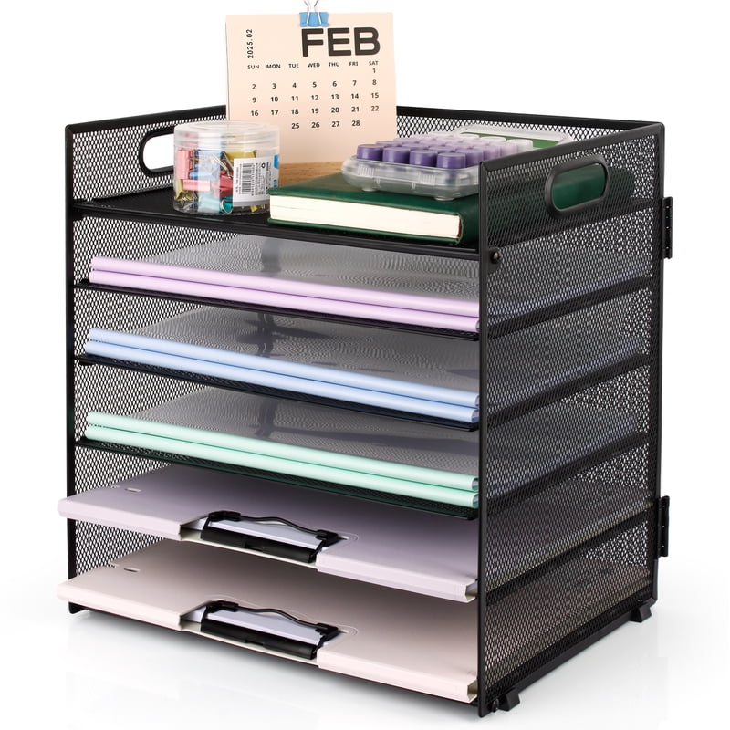 6-Tier Mesh Desk Organizer with Handles for Office & Home Storage