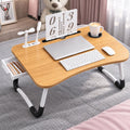 PHANCIR Upgraded Folding Lap Desk with USB Fan & LED Reading Light, 23.6in Walnut