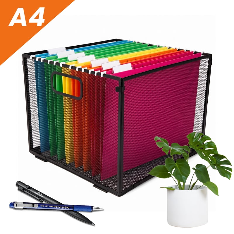 Mesh Metal Hanging File Organizer with Detachable Stackable Design - Medium
