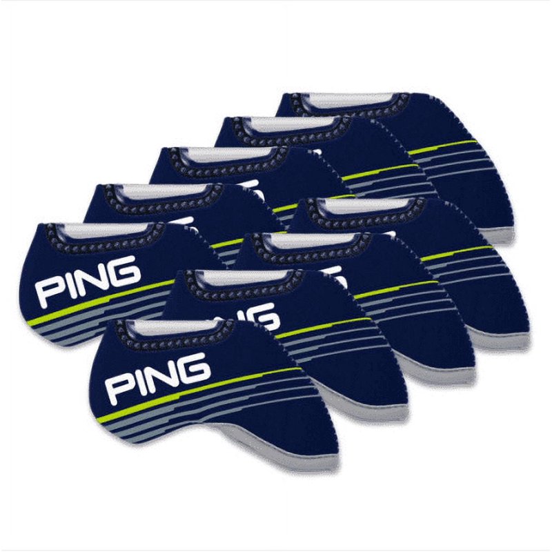 Golf Iron Head Cover Set 9pcs Neoprene with Durable Cushioning - Black, Green, Navy