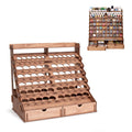 Wooden Paint Rack with 74 Bottle Capacity, Brush Holes & Storage Cabinets