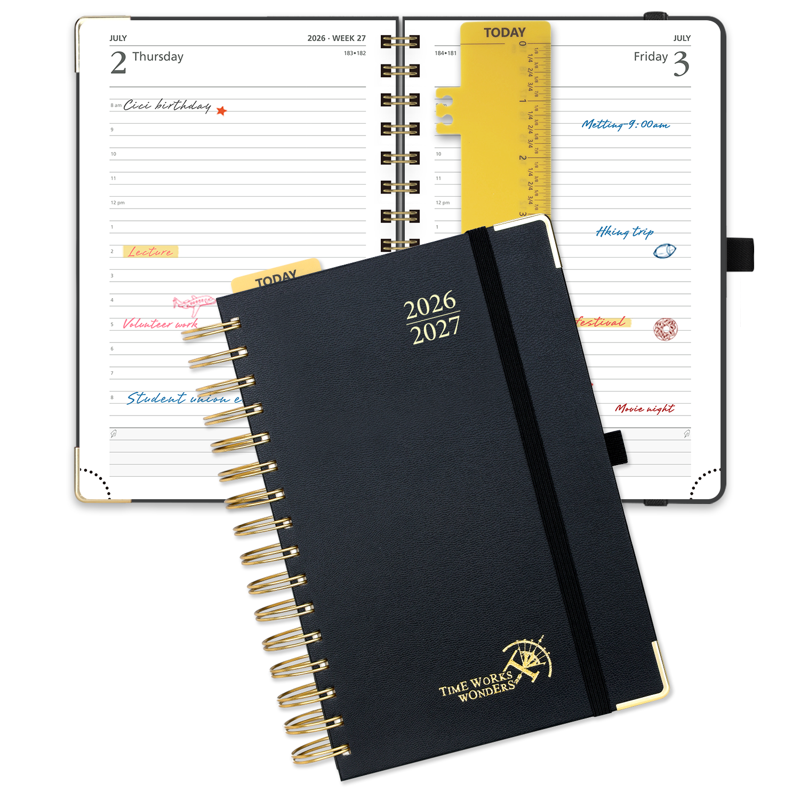 Academic Daily Planner 2026-2027, Spiral Hardcover, 5.75x8.5 Inch, Full Year Organizer