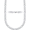 Sterling Silver Figaro Chain Necklace with Lobster Claw Closure - Made in Italy