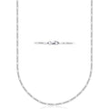 Sterling Silver Figaro Link Chain Necklace with Lobster Claw Closure - Made in Italy