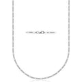 Sterling Silver Figaro Chain Necklace 2mm Wide, Made in Italy, Lobster Claw Closure