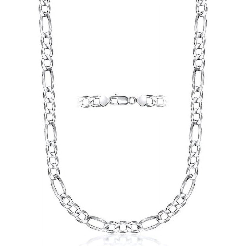 Sterling Silver Figaro Chain Necklace 3.0mm-10.5mm Made in Italy Hypoallergenic