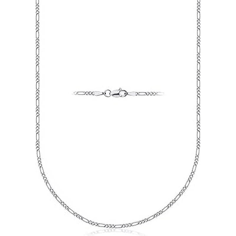 Sterling Silver Figaro Chain Necklace 3MM Made in Italy - Hypoallergenic