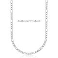 Sterling Silver Figaro Chain Necklace 4mm Made in Italy - Hypoallergenic Jewelry