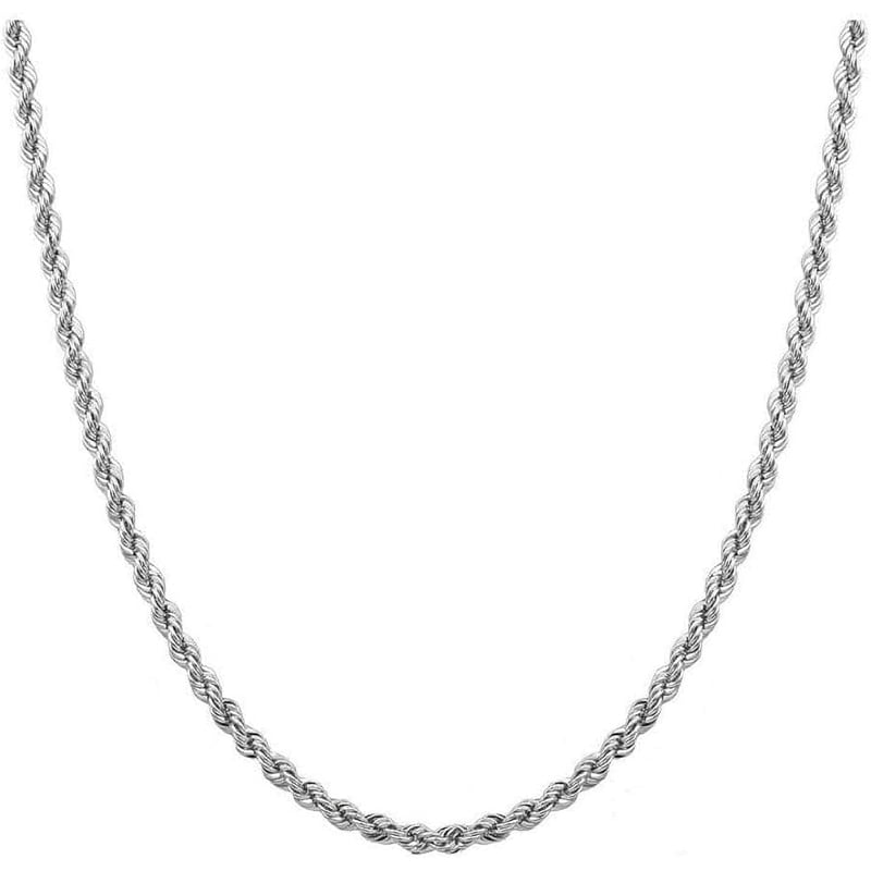 Sterling Silver Rope Chain Necklace - Made in Italy, Multiple Lengths & Widths