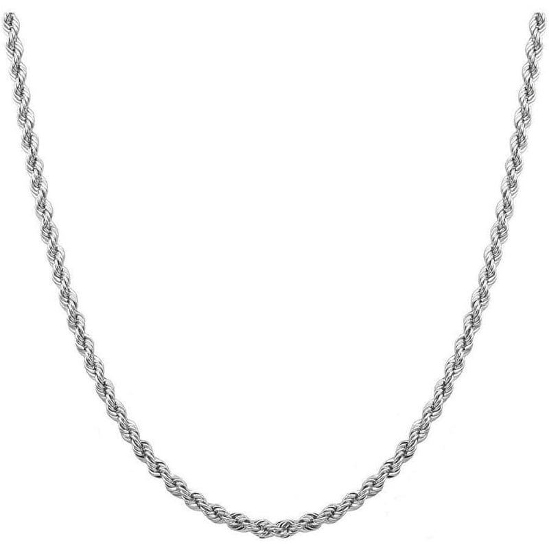 Sterling Silver Rope Chain Necklace 1.7mm Made in Italy - Multiple Lengths