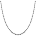 Sterling Silver Rope Chain Necklace - Made in Italy, 2mm Wide