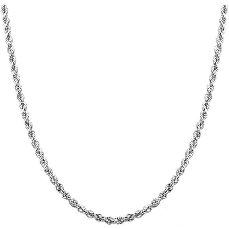 Sterling Silver Diamond Cut Rope Chain Necklace 24 Inch Italy Made - Unisex