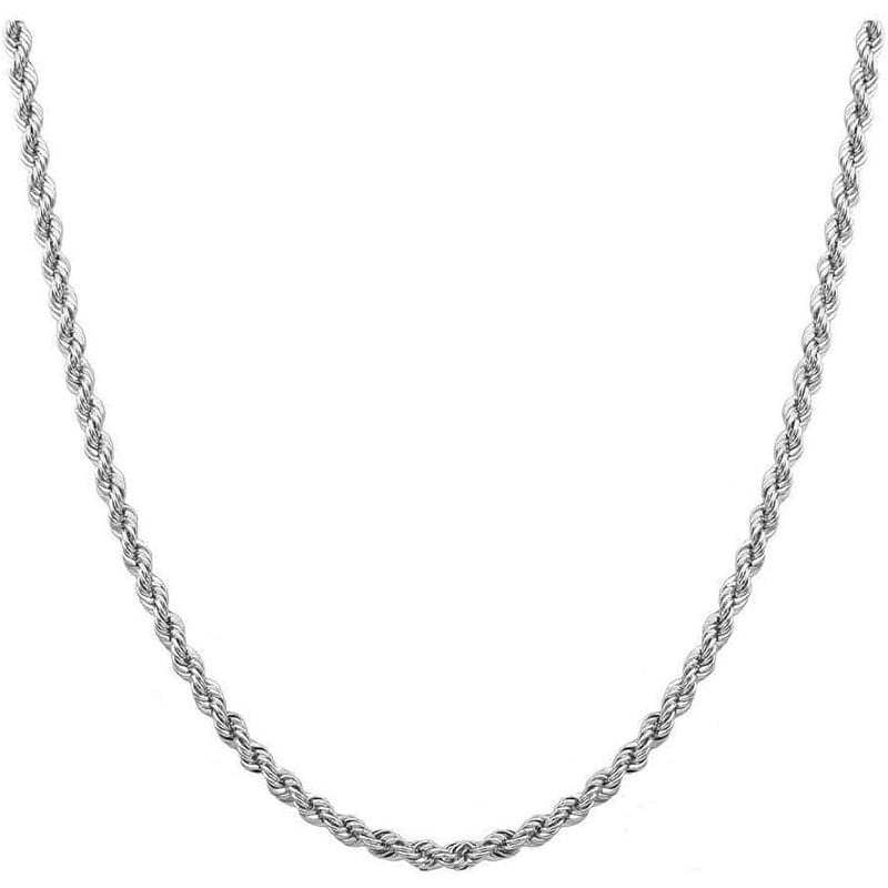 Sterling Silver Rope Chain Necklace 5mm Diamond Cut Made in Italy