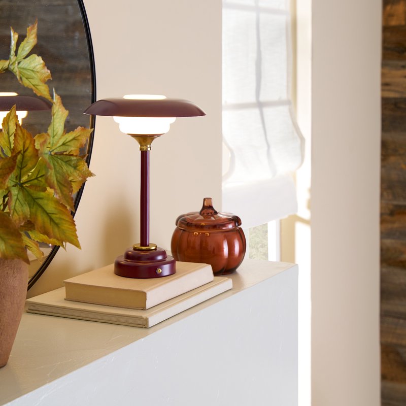12-Inch Portable Red Ripple Lamp with Dimmable Touch Switch & USB-C