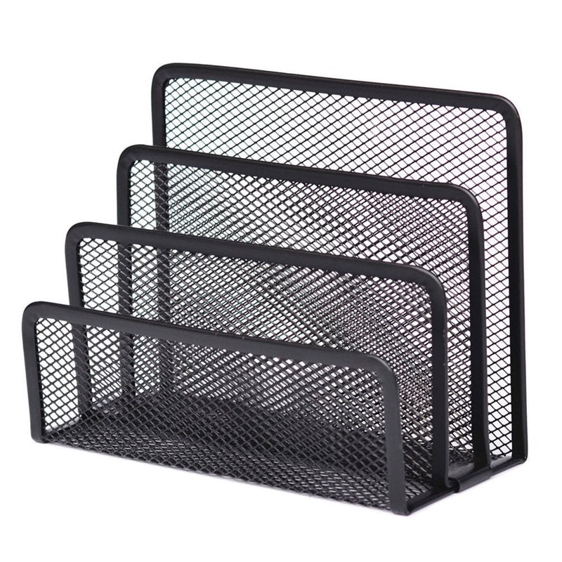 Desk Mail Organizer with 3 Metal Mesh Compartments - Office Desktop Storage