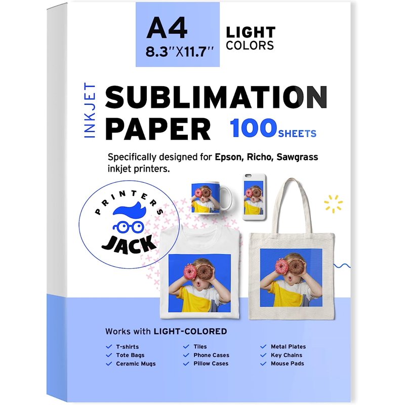 Sublimation Transfer Paper A4 125 GSM 100 Sheets for Inkjet Printers