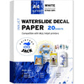 Water Slide Decal Paper for Inkjet Printers - 20 Sheets A4 White Transfer Sheets for DIY Mugs, Glasses, Tumblers