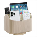 PU Leather Remote Control Holder with 360° Rotating Base - Desk Organizer for Nightstand & Office