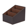 PU Leather Remote Control Organizer with 3 Compartments - Stylish TV Remote Caddy for Living Room and Desk