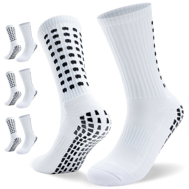 Men's Non-Slip Soccer Socks with Silicone Grip - Breathable Athletic Cushioned Sports Socks