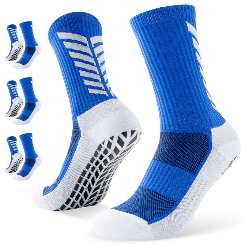Men's Soccer Grip Socks with Silicone Non-Slip Cushioned Sole - Moisture Wicking, Athletic Fit