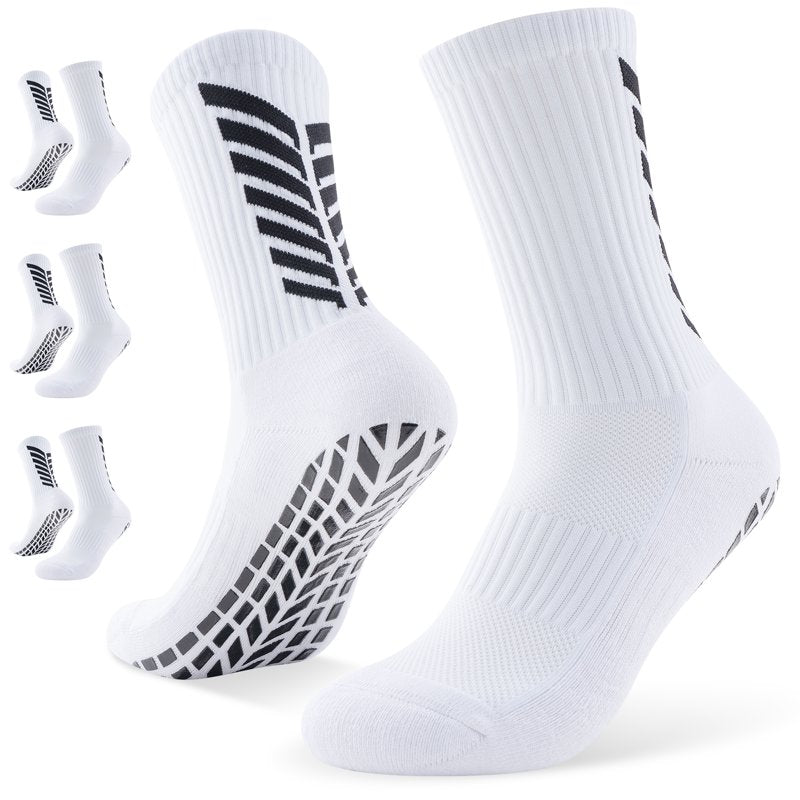 Men's Soccer Grip Socks with Silicone Non-Slip Cushioned Sole - Moisture Wicking, Athletic Fit