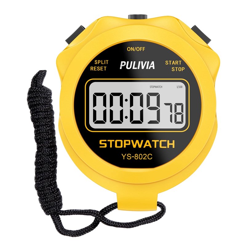 Digital Sport Stopwatch Timer - Large Display, Lap & Split Timing, Silent Operation