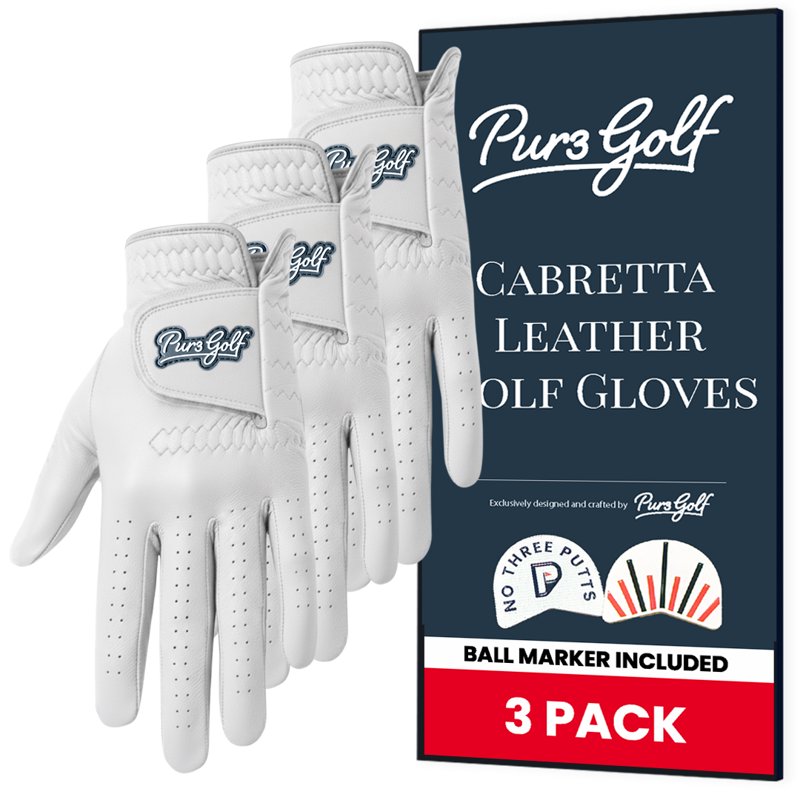 Men's Golf Gloves with Ball Marker - Cabretta Leather, Multi-Pack